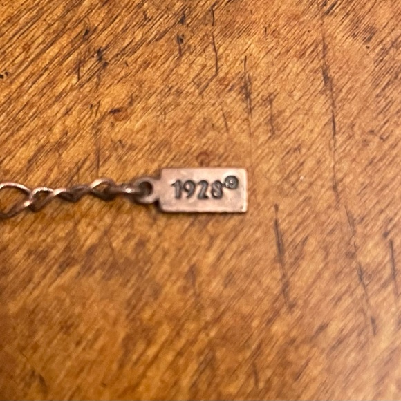 1928 Yellow Moon Drop Copper Tone Necklace (Reversible Scroll Copper Drop) - Picture 6 of 6